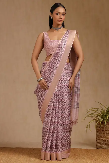 Purple Art Silk Ethnic Motif Saree